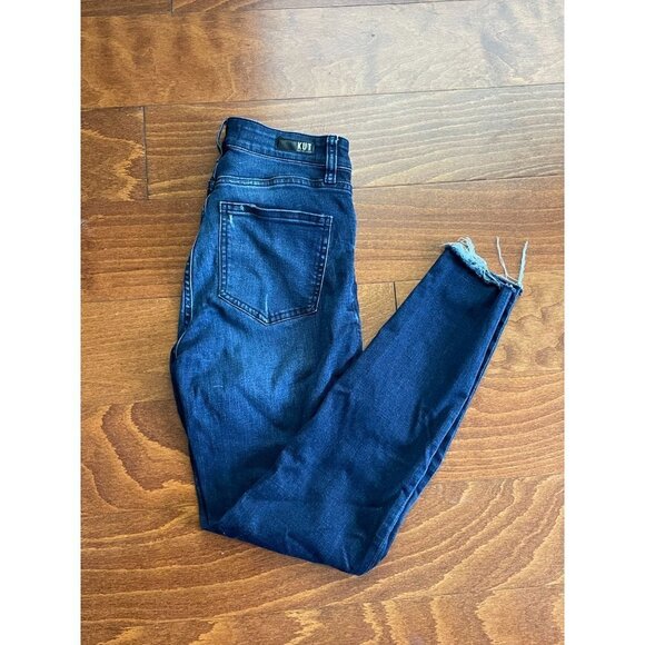Kut From The Kloth Cut Off Raw Hem Ankle Skinny Jeans Denim High-Rise Blue  2 - Picture 3 of 11